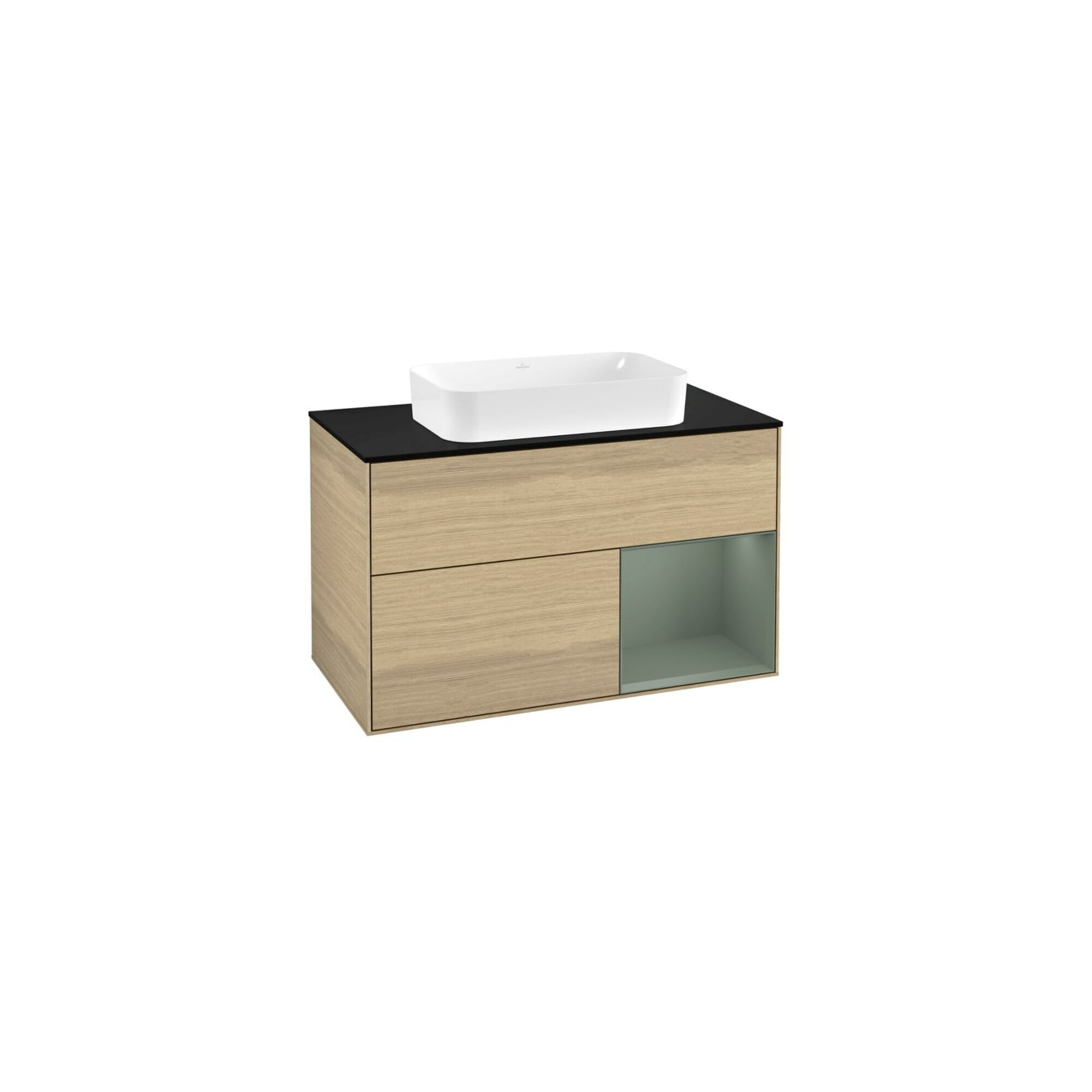 V&B Waschtischunterschrank Wandbeleuchtung Finion 100, Pl bla m, Reg re Oli. m Lac, Oa ven ; Villeroy & Boch