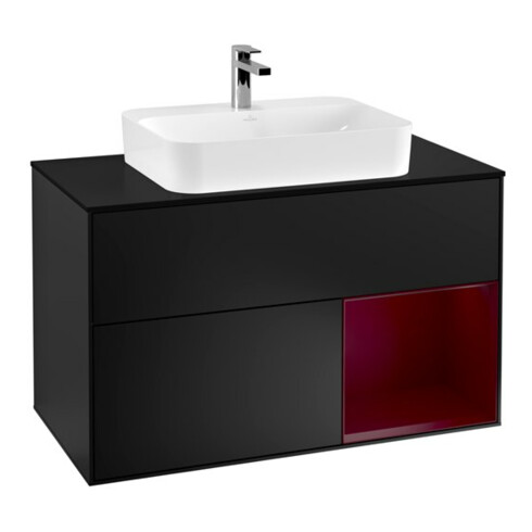 V&B Waschtischunterschrank Wandbeleuchtung Finion 100, Pl bla m, Reg re Peo, bla m Lac