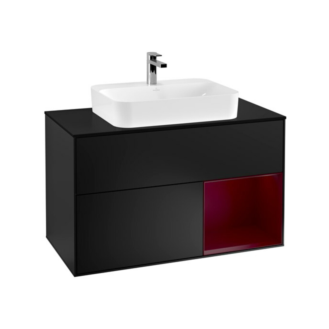 V&B Waschtischunterschrank Wandbeleuchtung Finion 100, Pl bla m, Reg re Peo, bla m Lac