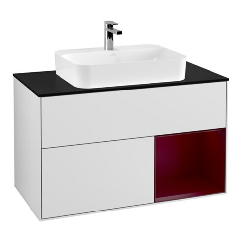 V&B Waschtischunterschrank Wandbeleuchtung Finion 100, Pl bla m, Reg re Peo, wh. m Lac