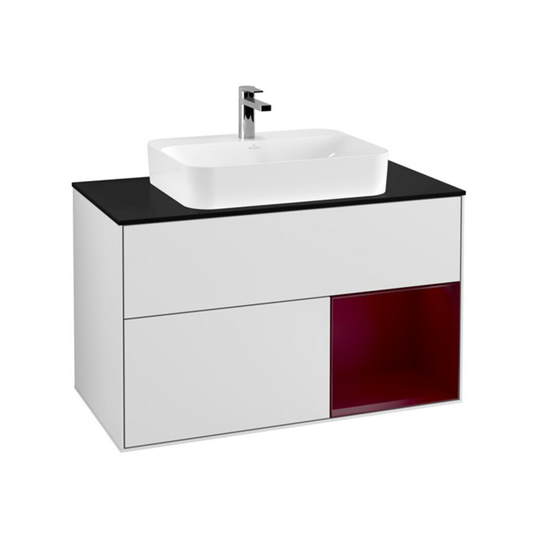 V&B Waschtischunterschrank Wandbeleuchtung Finion 100, Pl bla m, Reg re Peo, wh. m Lac