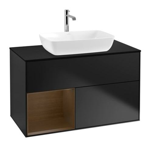 V&B Waschtischunterschrank Wandbeleuchtung Finion 100, Pl bla m, Reg wal ven, bla m Lac