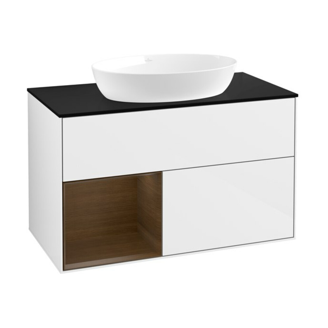 V&B Waschtischunterschrank Wandbeleuchtung Finion 100, Pl bla m, Reg wal ven, glo wh. Lac