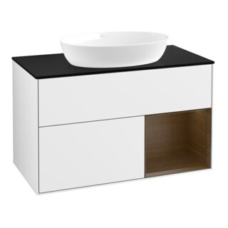 V&B Waschtischunterschrank Wandbeleuchtung Finion 100, Pl bla m, Reg wal ven, glo wh. Lac