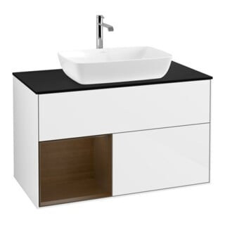 V&B Waschtischunterschrank Wandbeleuchtung Finion 100, Pl bla m, Reg wal ven, glo wh. Lac