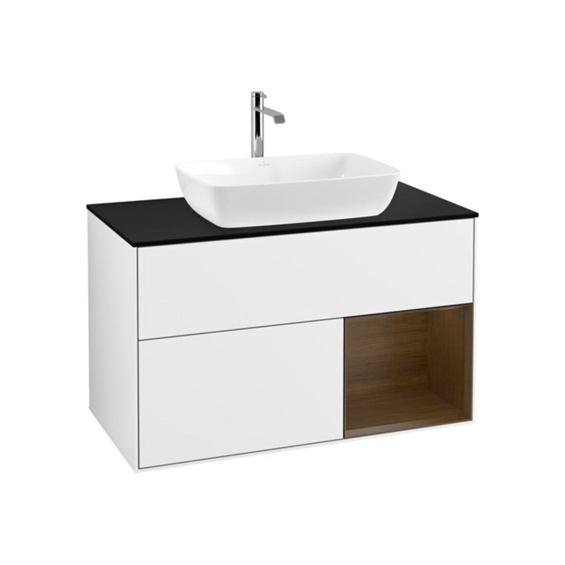 V&B Waschtischunterschrank Wandbeleuchtung Finion 100, Pl bla m, Reg wal ven, glo wh. Lac