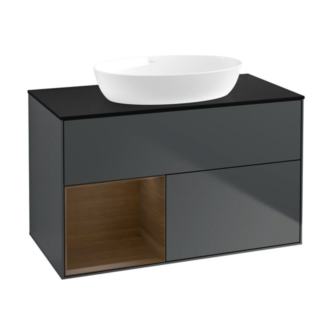 V&B Waschtischunterschrank Wandbeleuchtung Finion 100, Pl bla m, Reg wal ven, md bl. m Lac