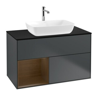 V&B Waschtischunterschrank Wandbeleuchtung Finion 100, Pl bla m, Reg wal ven, md bl. m Lac