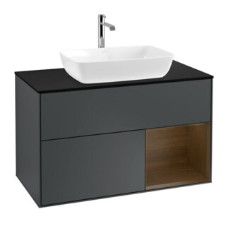 V&B Waschtischunterschrank Wandbeleuchtung Finion 100, Pl bla m, Reg wal ven, md bl. m Lac