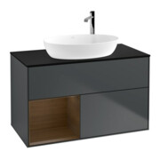 V&B Waschtischunterschrank Wandbeleuchtung Finion 100, Pl bla m, Reg wal ven, md bl. m Lac