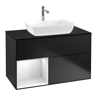 V&B Waschtischunterschrank Wandbeleuchtung Finion 100, Pl bla m, Reg wh. m Lac, bla m Lac
