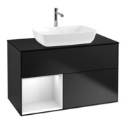 V&B Waschtischunterschrank Wandbeleuchtung Finion 100, Pl bla m, Reg wh. m Lac, bla m Lac