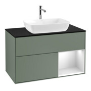 V&B Waschtischunterschrank Wandbeleuchtung Finion 100, Pl bla m, Reg wh. m Lac, Oli. m Lac