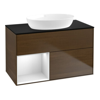 V&B Waschtischunterschrank Wandbeleuchtung Finion 100, Pl bla m, Reg wh. m Lac, wal ven