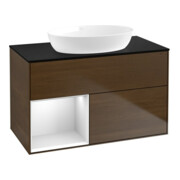 V&B Waschtischunterschrank Wandbeleuchtung Finion 100, Pl bla m, Reg wh. m Lac, wal ven