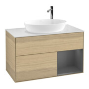 V&B Waschtischunterschrank Wandbeleuchtung Finion 100, Pl w m, Reg Anthrac. m Lac, Oa ven