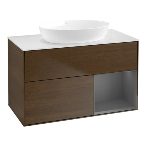 V&B Waschtischunterschrank Wandbeleuchtung Finion 100, Pl w m, Reg Anthrac. m Lac, wal ven