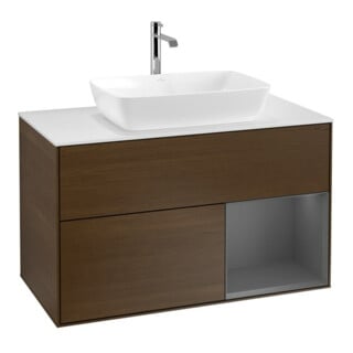 V&B Waschtischunterschrank Wandbeleuchtung Finion 100, Pl w m, Reg Anthrac. m Lac, wal ven