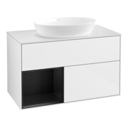 V&B Waschtischunterschrank Wandbeleuchtung Finion 100, Pl w m, Reg bla m Lac, glo wh. Lac