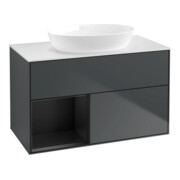 V&B Waschtischunterschrank Wandbeleuchtung Finion 100, Pl w m, Reg bla m Lac, md bl. m Lac