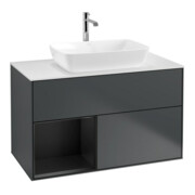 V&B Waschtischunterschrank Wandbeleuchtung Finion 100, Pl w m, Reg bla m Lac, md bl. m Lac
