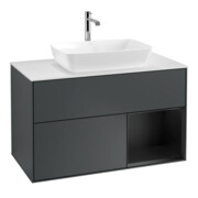 V&B Waschtischunterschrank Wandbeleuchtung Finion 100, Pl w m, Reg bla m Lac, md bl. m Lac