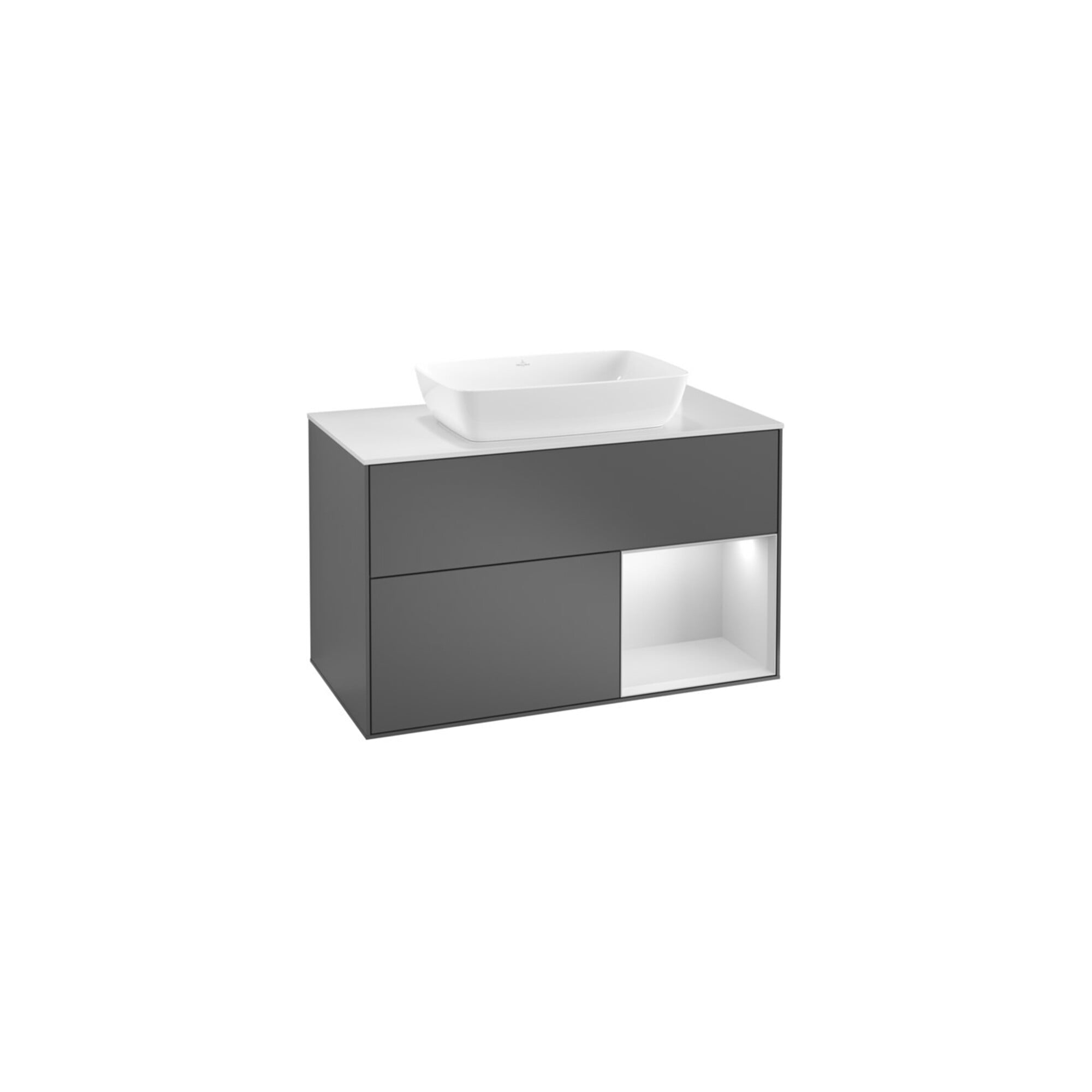 V&B Waschtischunterschrank Wandbeleuchtung Finion 100, Pl w m, Reg bla m Lac, si Gr m Lac ; Villeroy & Boch