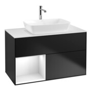 V&B Waschtischunterschrank Wandbeleuchtung Finion 100, Pl w m, Reg glo wh. Lac, bla m Lac