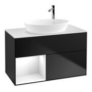 V&B Waschtischunterschrank Wandbeleuchtung Finion 100, Pl w m, Reg glo wh. Lac, bla m Lac