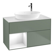 V&B Waschtischunterschrank Wandbeleuchtung Finion 100, Pl w m, Reg glo wh. Lac, Oli. m Lac