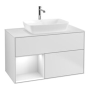 V&B Waschtischunterschrank Wandbeleuchtung Finion 100, Pl w m, Reg glo wh. Lac, wh. m Lac