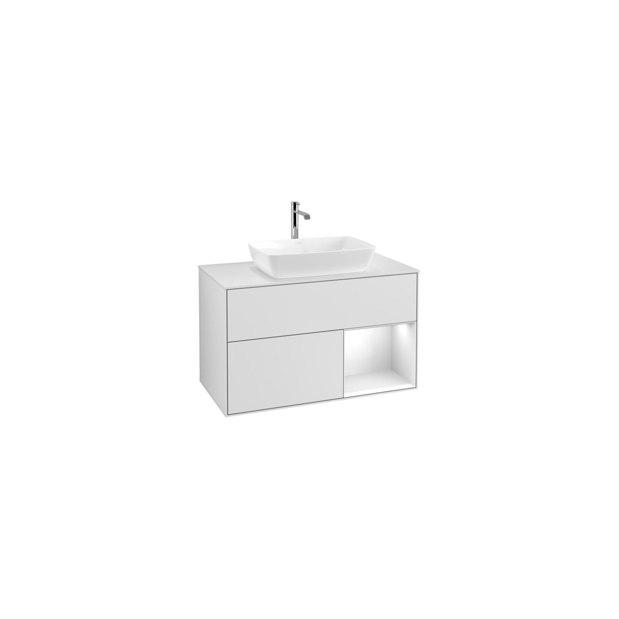 V&B Waschtischunterschrank Wandbeleuchtung Finion 100, Pl w m, Reg glo wh. Lac, wh. m Lac ; Villeroy & Boch