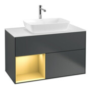 V&B Waschtischunterschrank Wandbeleuchtung Finion 100, Pl w m, Reg gol m Lac, md bl. m Lac