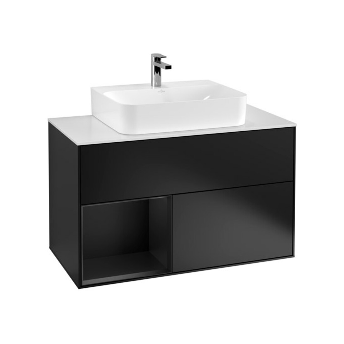 V&B Waschtischunterschrank Wandbeleuchtung Finion 100, Pl w m, Reg li bla m Lac, bla m Lac