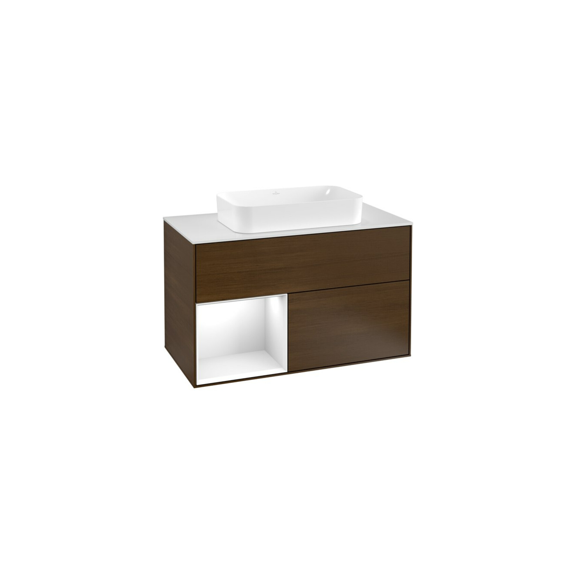 V&B Waschtischunterschrank Wandbeleuchtung Finion 100, Pl w m, Reg li glo wh. Lac, wal ven ; Villeroy & Boch