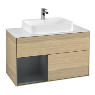 V&B Waschtischunterschrank Wandbeleuchtung Finion 100, Pl w m, Reg li md bl. m Lac, Oa ven