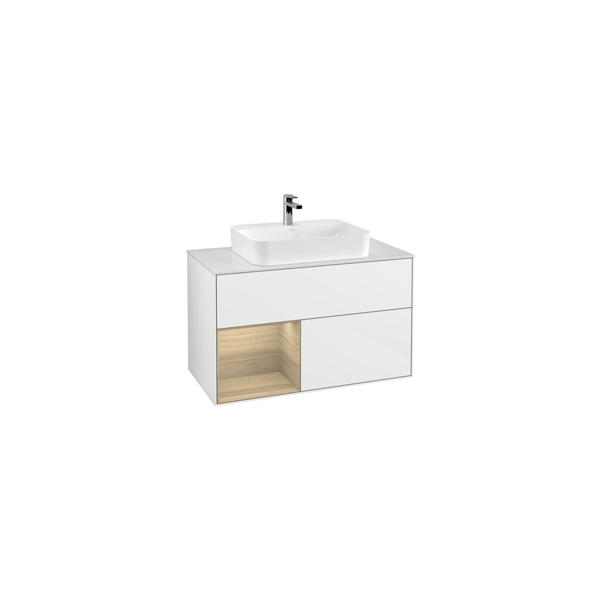 V&B Waschtischunterschrank Wandbeleuchtung Finion 100, Pl w m, Reg li Oa ven, glo wh. Lac ; Villeroy & Boch
