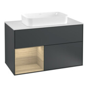 V&B Waschtischunterschrank Wandbeleuchtung Finion 100, Pl w m, Reg li Oa ven, md bl. m Lac