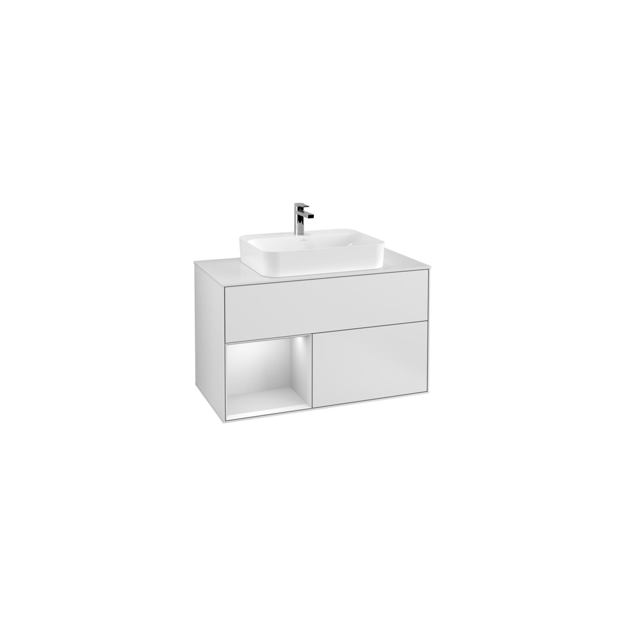 V&B Waschtischunterschrank Wandbeleuchtung Finion 100, Pl w m, Reg li wh. m Lac, wh. m Lac ; Villeroy & Boch