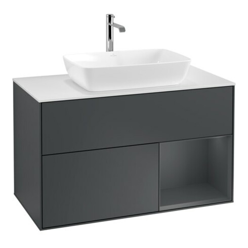 V&B Waschtischunterschrank Wandbeleuchtung Finion 100, Pl w m, Reg md m Lac, md bl. m Lac