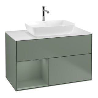 V&B Waschtischunterschrank Wandbeleuchtung Finion 100, Pl w m, Reg Oli. m Lac, Oli. m Lac