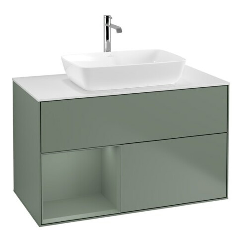 V&B Waschtischunterschrank Wandbeleuchtung Finion 100, Pl w m, Reg Oli. m Lac, Oli. m Lac