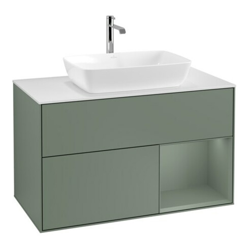 V&B Waschtischunterschrank Wandbeleuchtung Finion 100, Pl w m, Reg Oli. m Lac, Oli. m Lac