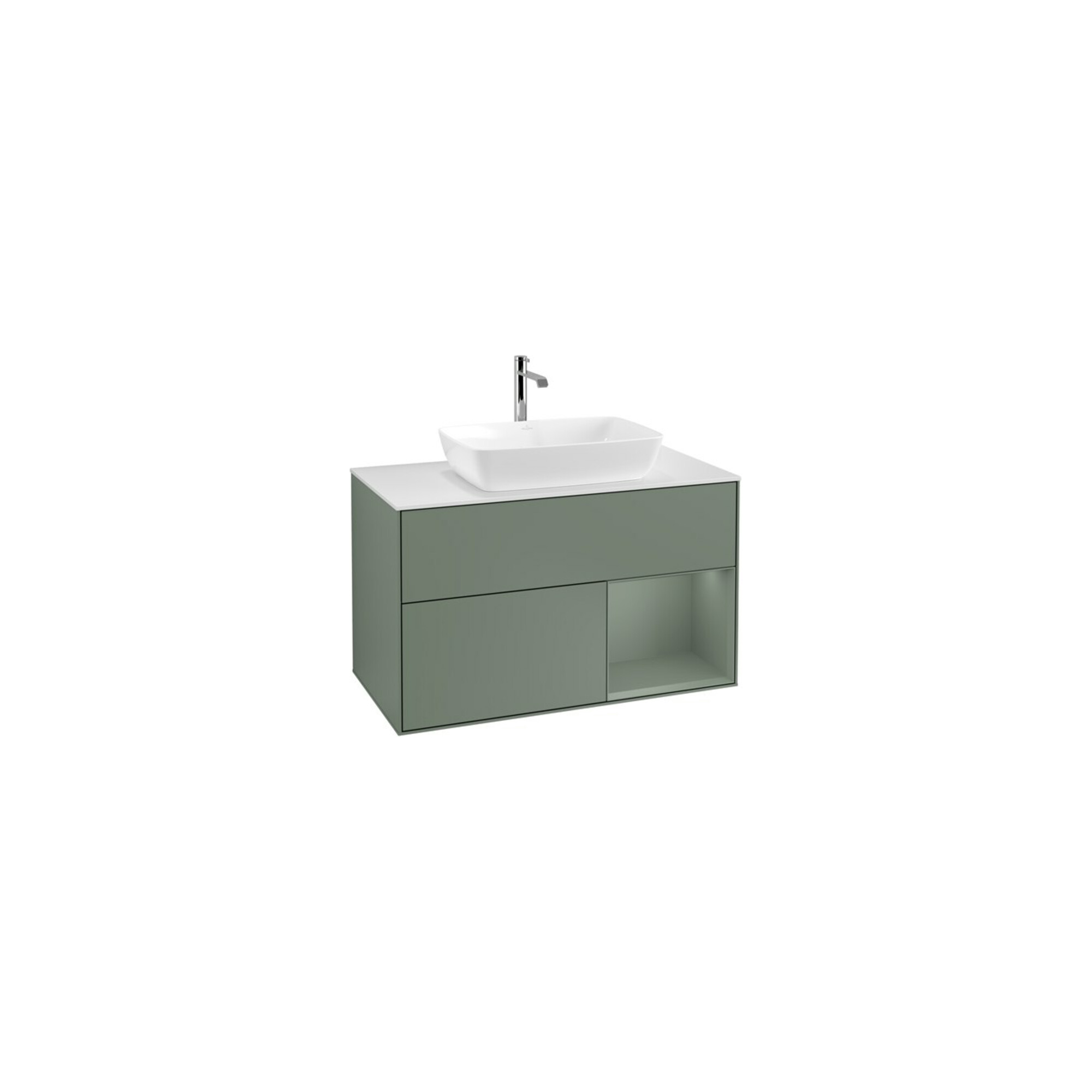 V&B Waschtischunterschrank Wandbeleuchtung Finion 100, Pl w m, Reg Oli. m Lac, Oli. m Lac ; Villeroy & Boch