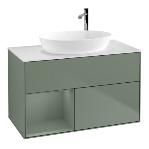 V&B Waschtischunterschrank Wandbeleuchtung Finion 100, Pl w m, Reg Oli. m Lac, Oli. m Lac