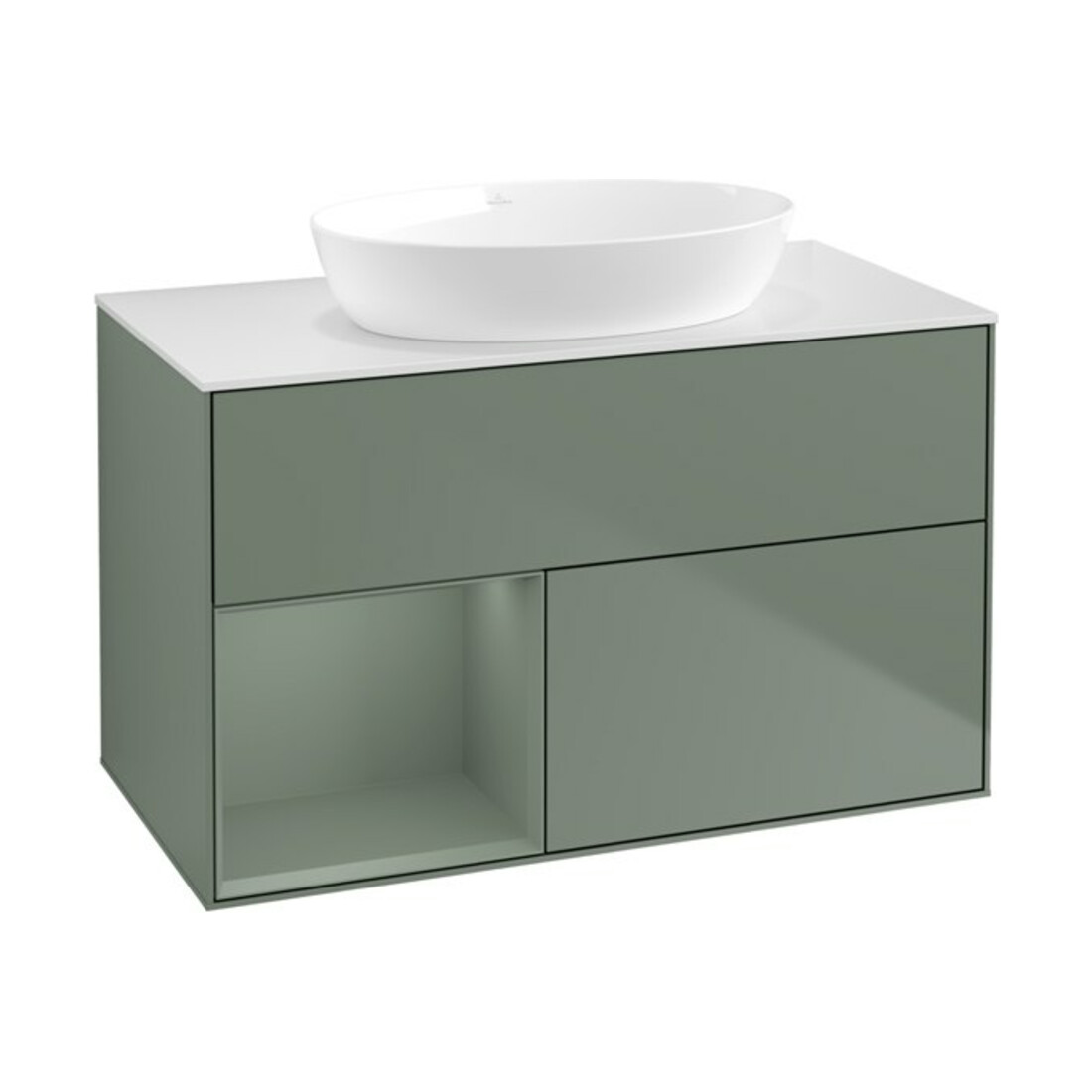 V&B Waschtischunterschrank Wandbeleuchtung Finion 100, Pl w m, Reg Oli. m Lac, Oli. m Lac