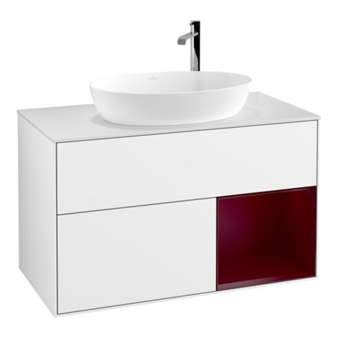 V&B Waschtischunterschrank Wandbeleuchtung Finion 100, Pl w m, Reg Peo m Lac, glo wh. Lac