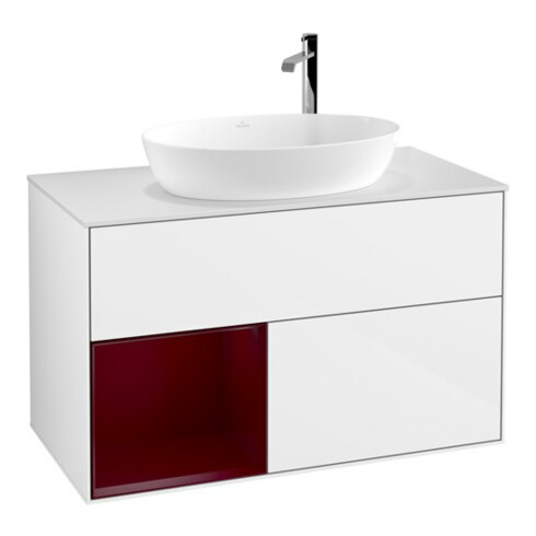 V&B Waschtischunterschrank Wandbeleuchtung Finion 100, Pl w m, Reg Peo m Lac, glo wh. Lac