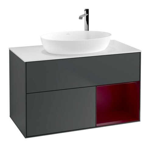 V&B Waschtischunterschrank Wandbeleuchtung Finion 100, Pl w m, Reg Peo m Lac, md bl. m Lac