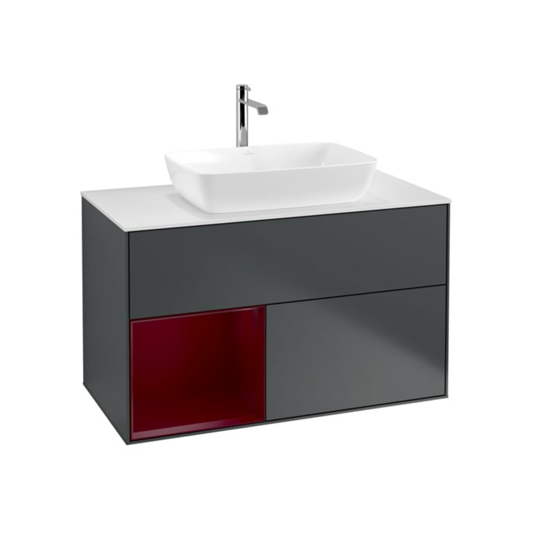V&B Waschtischunterschrank Wandbeleuchtung Finion 100, Pl w m, Reg Peo m Lac, md bl. m Lac